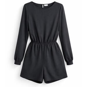 Wilfred Aritzia Black Long Sleeve Elastic Waist Romper Size Large Minimal Chic